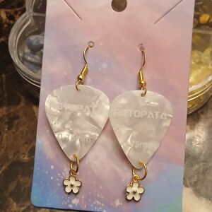 White and Gold Dangle Earrings